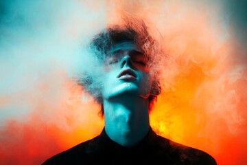 Mental disorder. Brain glitch. Hallucination - due to withdrawal signs: abstract image of physical state. Metaphorical withdrawal indicators feelings of a mental illusion. Strange perception.