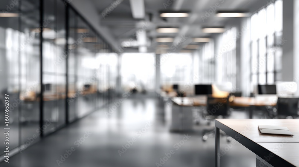 Poster blurred empty open space office abstract light bokeh at office interior background for design : gene