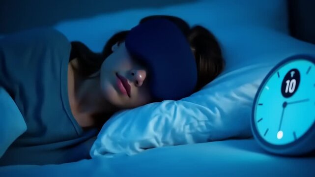 Woman sleeping soundly with 10 PM.