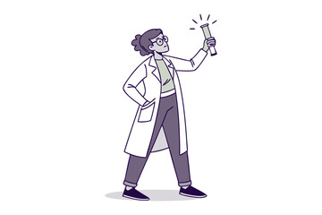 Smiling young student wearing glasses and a backpack stands confidently in front of a large empty classroom blackboard