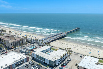 Aerial view of Pacific Beach and Ocean in San Diego during summer, South California. USA.