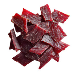 Pile of red meat jerky