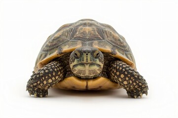 Obraz premium Studio Tortoise Facing Forward, White Background