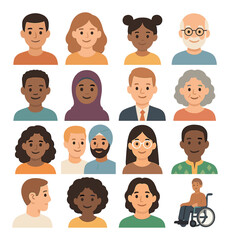 Diverse group of individuals featuring various ages, genders, and races