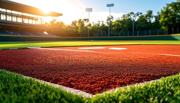 Baseball infield at sunset