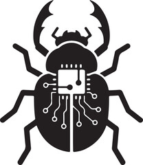 Digital Beetle Silhouette A Blend of Nature and Technology in a Striking Monochromatic Design