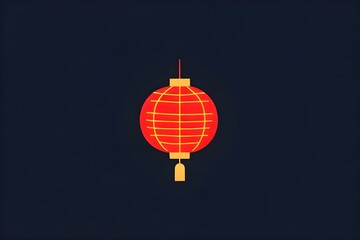 Obraz premium beautiful flat-style logo design depicting Chinese lantern, creative flat-style logo design, trending on dribbble, featured on behance, portfolio piece, minimal flat design, breathtaking graphic desig