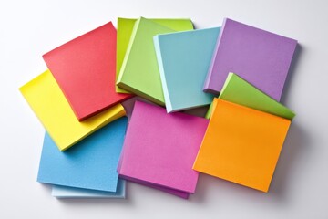 Colorful Sticky Notes Arranged on a White Surface for Reminders and Quick Notes