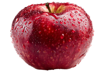 Red apple on transparent png on white background