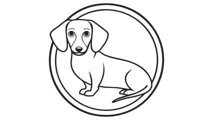 Fototapeta premium Minimalist line‑art of a Dachshund silhouette.