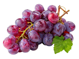 Ripe juicy purple grape cluster isolated on white background