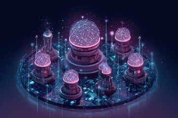 Glowing Futuristic Observatory with AI Sky Mapping