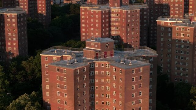 Aerial view of a Brooklyn public housing project