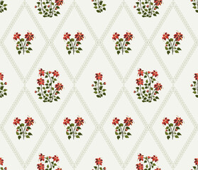 Vector Hand drawn colourful geometric flowers, seamless patterns with floral for fabric, textiles, clothing, wrapping paper, backdrop, banner, illustration, abstract backgrounds.
