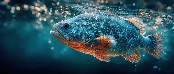 Fototapeta premium Colorful freshwater fish swimming in clear water