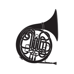Silhouette of a French Horn Instrument Showing the Complex Winding of the Tubing and the Large Bell Section