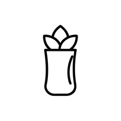 Minimalist outline icon a soy candle with leaves wick flame