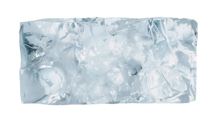 Obraz premium Crystal clear ice block with fractured surface reflecting light, perfect for cooling beverages or representing freshness and purity.