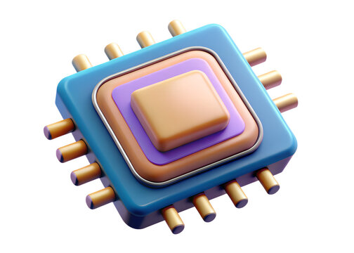 ai chip, 3d rendering isolated on white background | ai chip icon