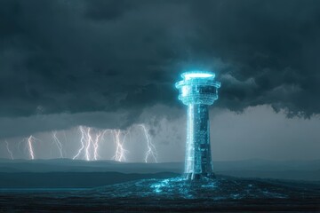 Smart Weather Control Tower in Futuristic City