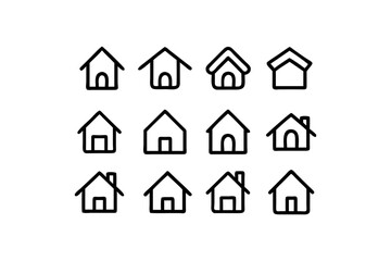 set of house icons-House Icon Set – Clean Line Icons for Business and Real Estate