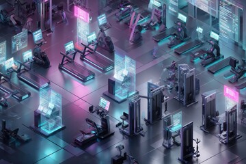 Futuristic Cyber Gym with AI Trainers