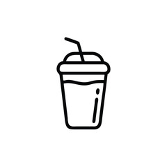 Outline icon a smoothie jar with straw on drink beverage