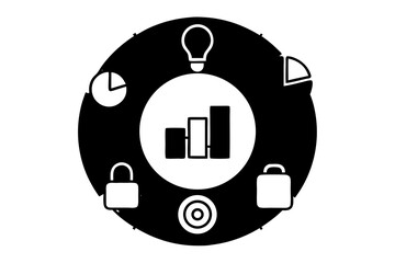 Fototapeta premium Business Intelligence, Data Analytics, and Strategy Icon Set