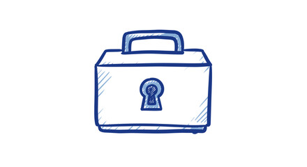 Sketch of a closed money box with keyhole illustration. petty cash box lock  