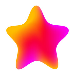 Abstract star with vibrant gradient hues of pink, red, orange, and yellow, featuring smooth curves and a soft glow on transparent background. Vector art