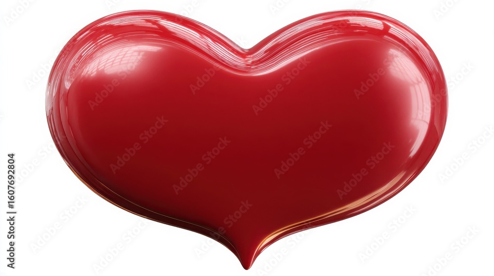 Poster 3d render of a heart-shaped speech bubble icon with smooth curves and glossy finish isolated on whit