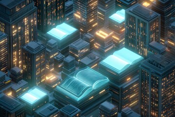 Futuristic Library with AI Reading Pods
