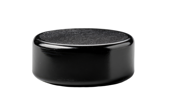 Black, round, smooth, polished,  cylindrical object.  A  solid,  dark,  matte  base