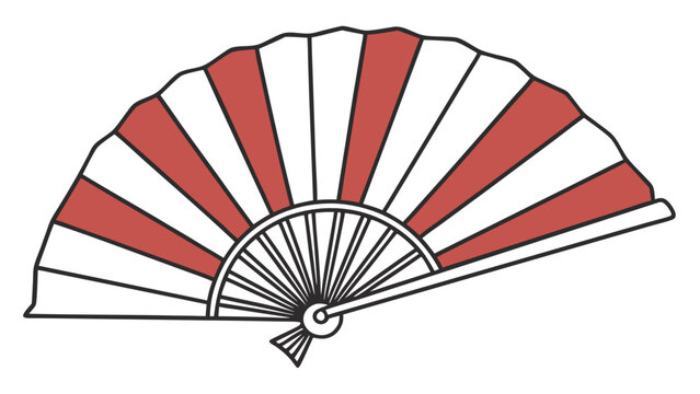 Red and White Striped Hand Fan Illustration
