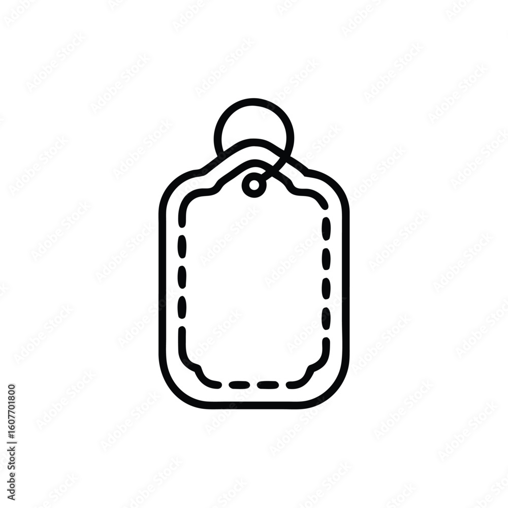 Poster outline pet id tag icon with rounded corners dashed border vector