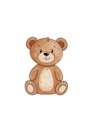 Fototapeta premium Seamless pattern with cute teddy bear Watercolor hand drawn illustration 