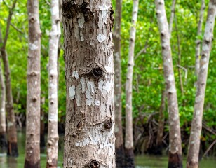Close-up of mangrove tree trunks