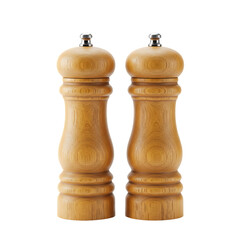 Wooden Salt and Pepper Grinders on Transparent Background

