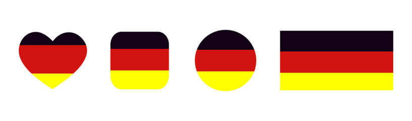 German flag featuring different shapes and styles. Vector illustration