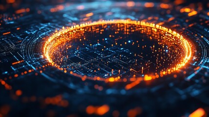 Colorful abstract digital swirl pattern with glowing lights in a dark background creating a futuristic vibe