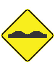 Yellow Jump Road Sign Isloated On a White Background