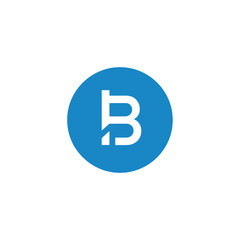 Modern Blue Circle Logo Featuring White Letter B with Unique CutOut Design.