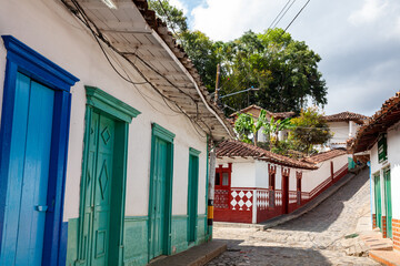 Beautiful streets of the colonial town of Concepcion in Antioquia, Colombia.