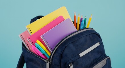 School Backpack with Supplies Ready for Education