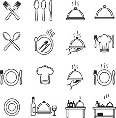 Elegant Dining Icons Set A Collection of Restaurant and Culinary Themed Symbols for Creative Projects and Menu Design