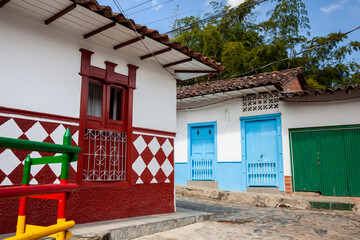 Beautiful streets of the colonial town of Concepcion in Antioquia, Colombia.