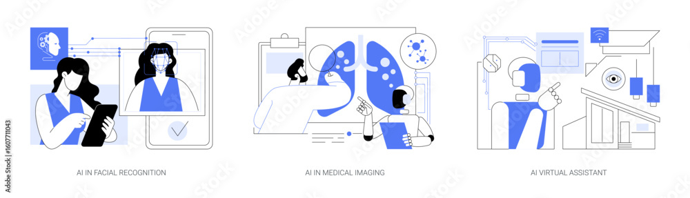 Poster ai in smart technology abstract concept vector illustrations.
