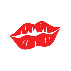Red Lipstick Kiss Print Vector Illustration