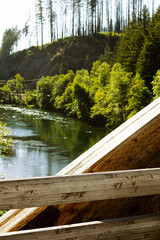 wooden bridge over the river