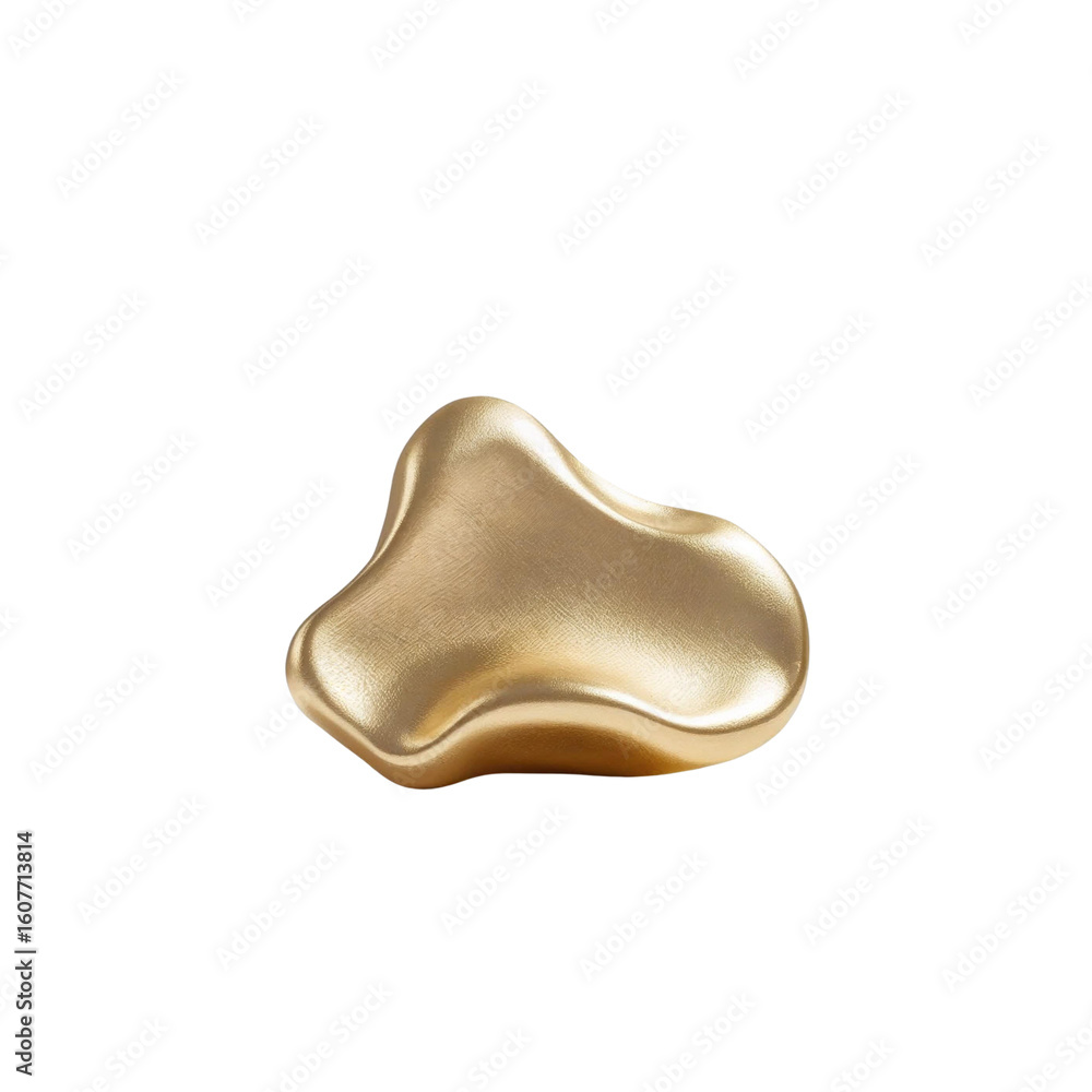 Poster isolated shiny golden form with smooth curves and reflections on plain solid colored surrounding spa
